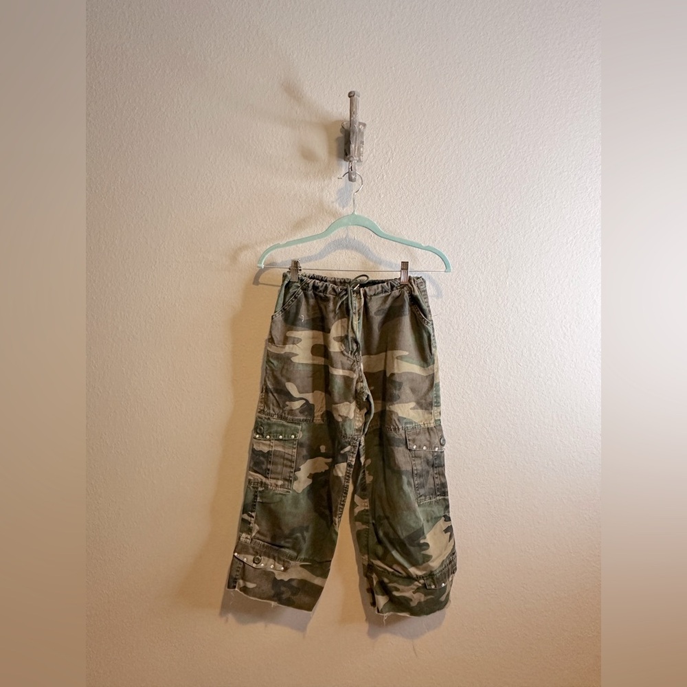 Rothco Custom Cropped Bedazzled Camo Pants Green